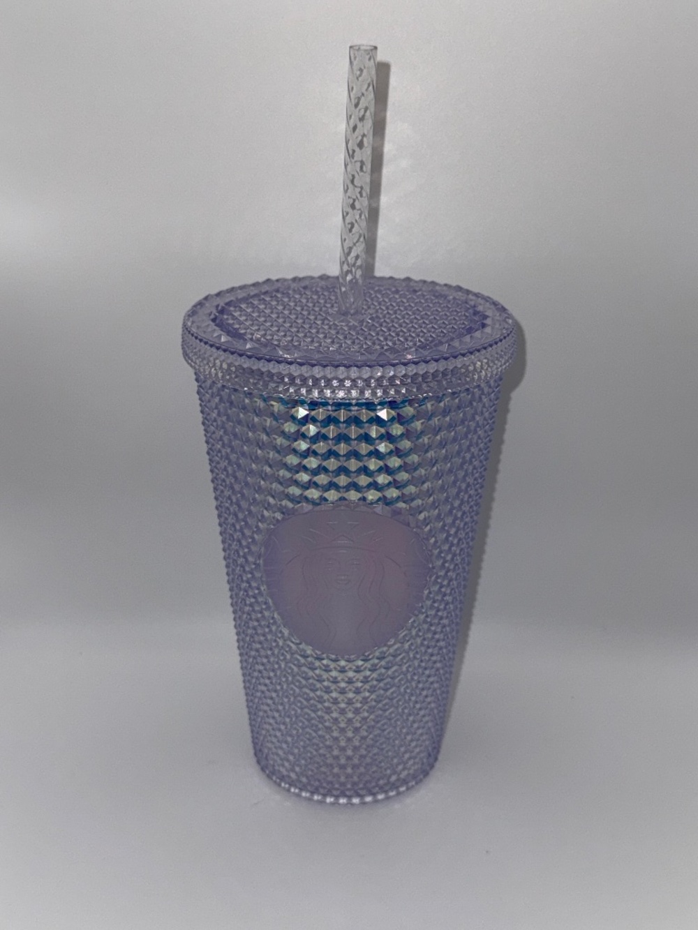 Starbucks 2021 Icy Lilac Iridescent Studded Tumbler 16 oz Grande w Lid Straw